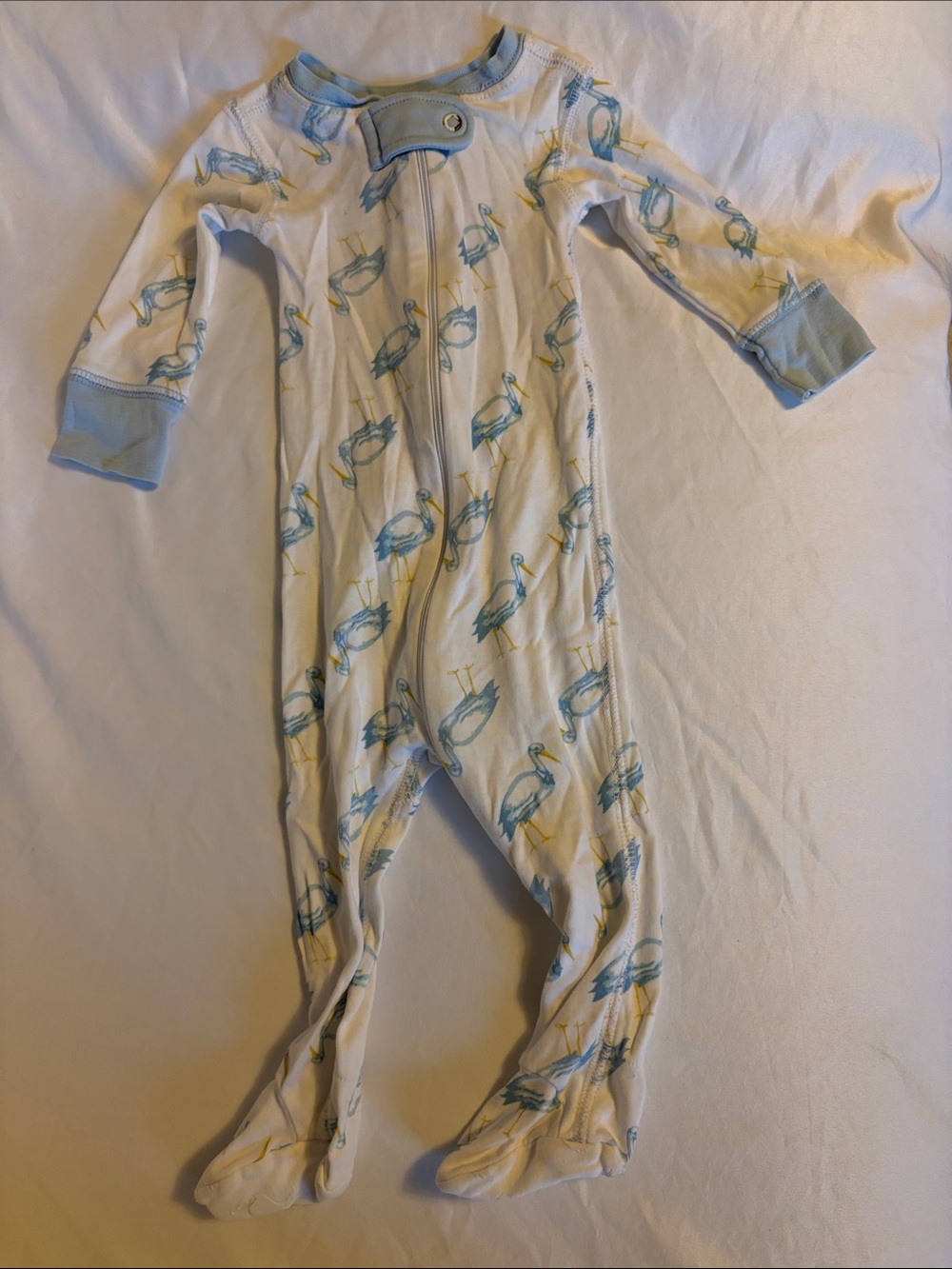 The Beaufort Bonnet Company Light Blue Pelican-Print Footed Pajamas
